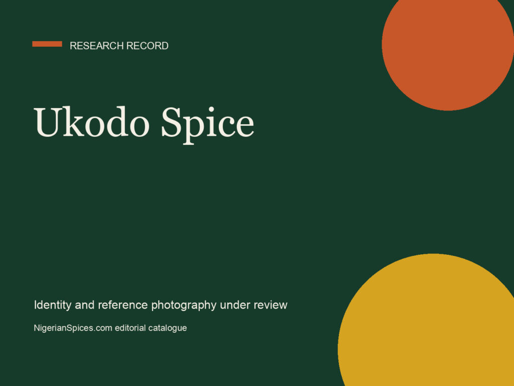 Editorial research card for Ukodo Spice; no verified ingredient photograph is assigned